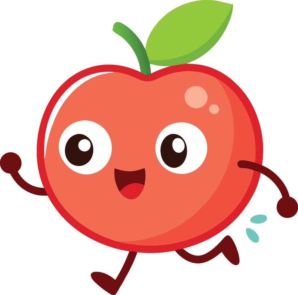 An apple running with a smile on its face vector