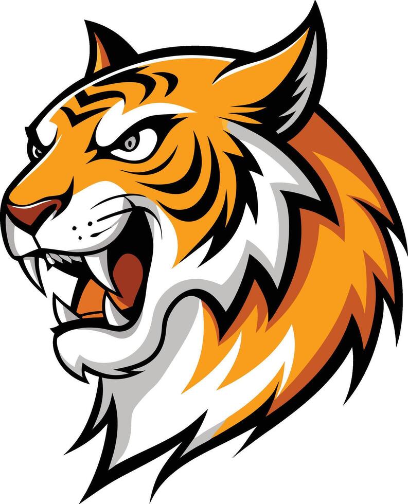 A tiger head with its mouth open vector