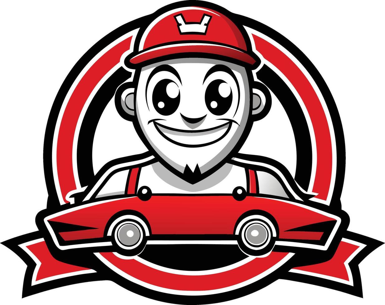 A cartoon car mechanic with a crown on his head vector