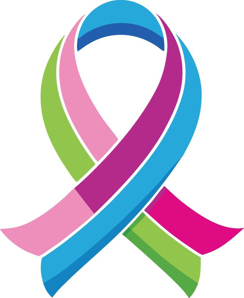 A pink, blue and green ribbon vector