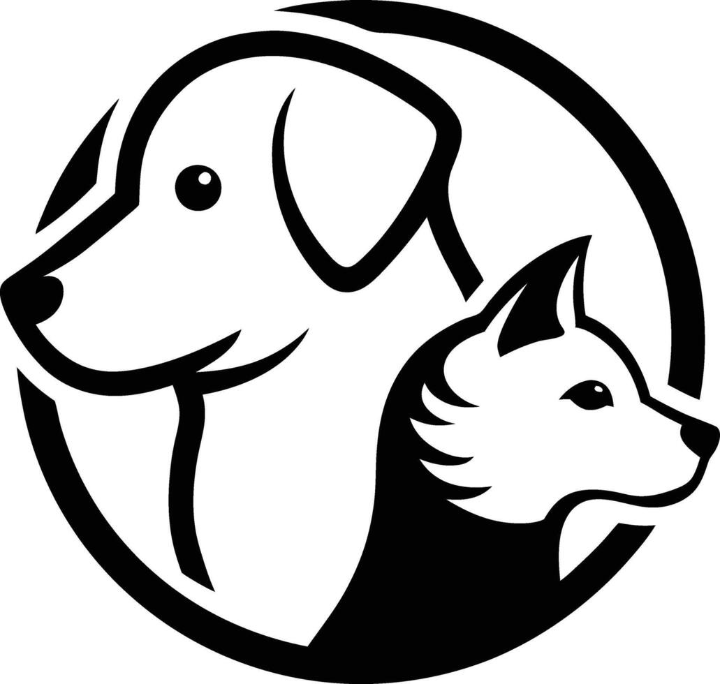 A dog and cat in a circle logo vector