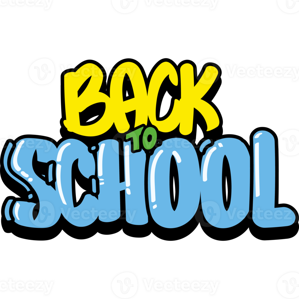 Back to school logo with blue and yellow letters png