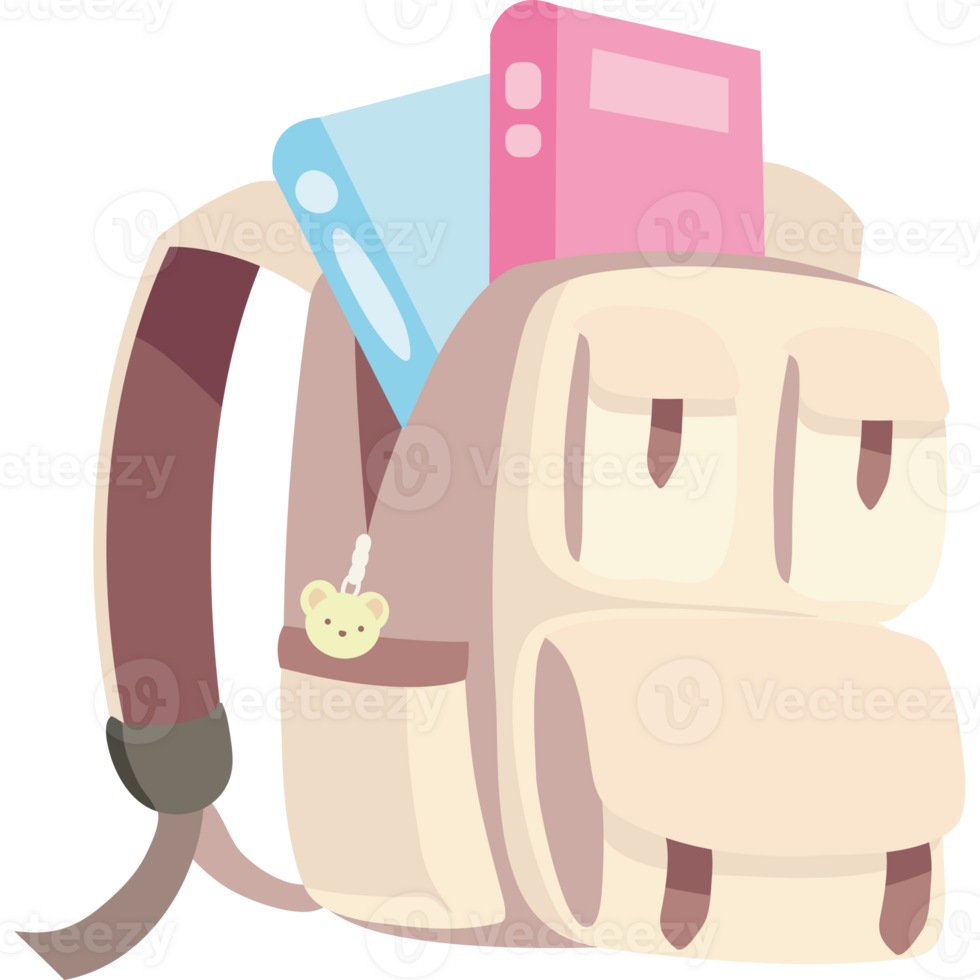 back to school bag and books icon isolated png