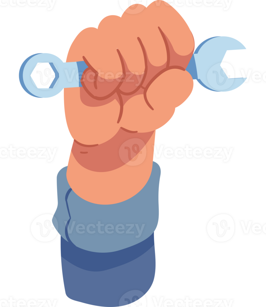 A hand holding a wrench in its fist png