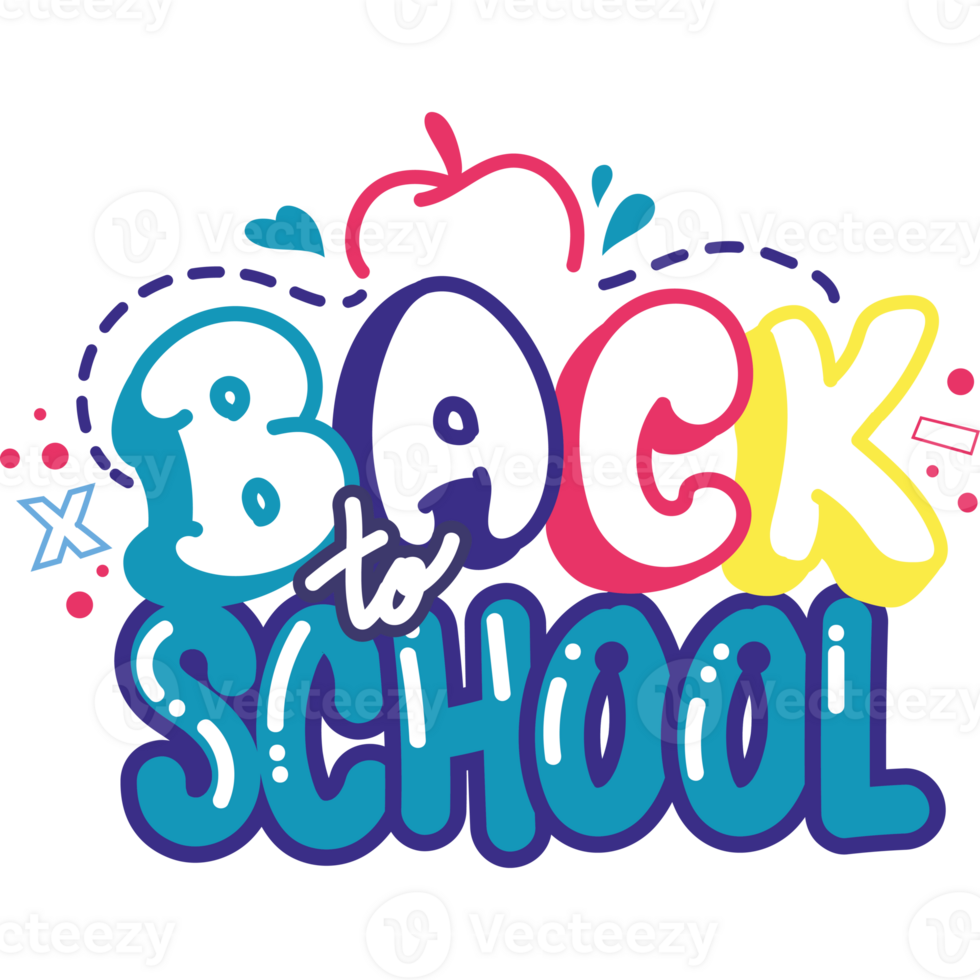Back to school logo with colorful letters png
