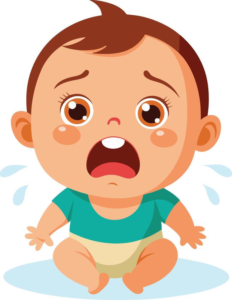 A baby crying and crying on the floor vector