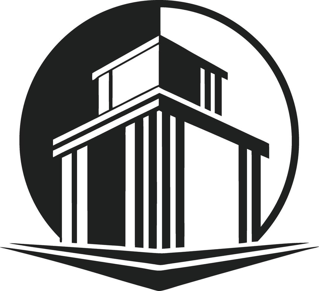 A black and white logo for a building vector