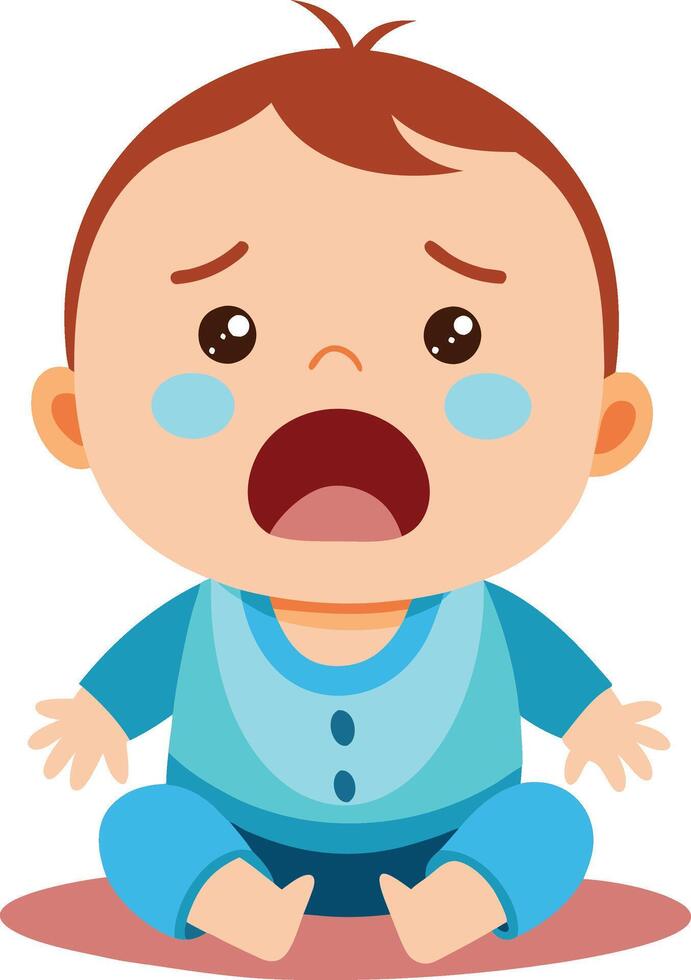 A baby crying with a sad face vector