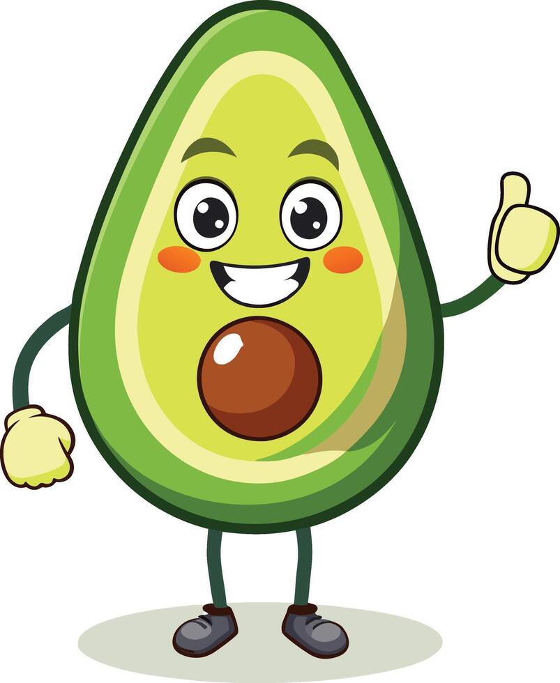 An avocado character with thumbs up and a smile vector
