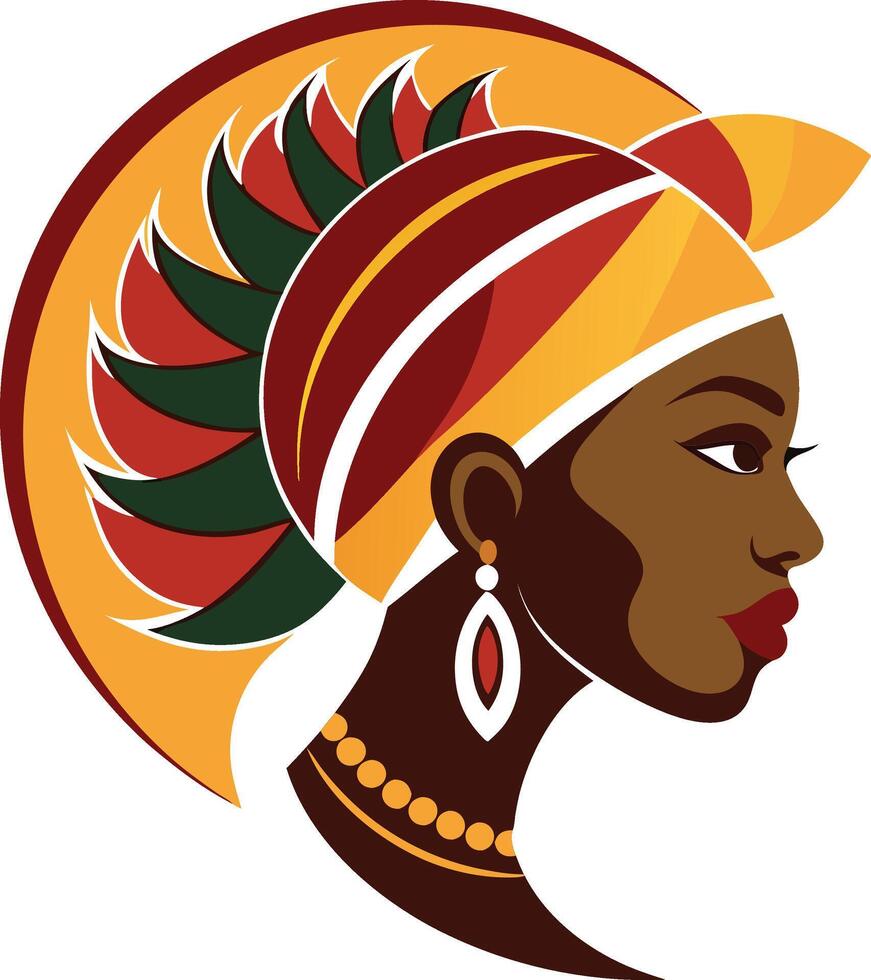 African woman profile illustration vector