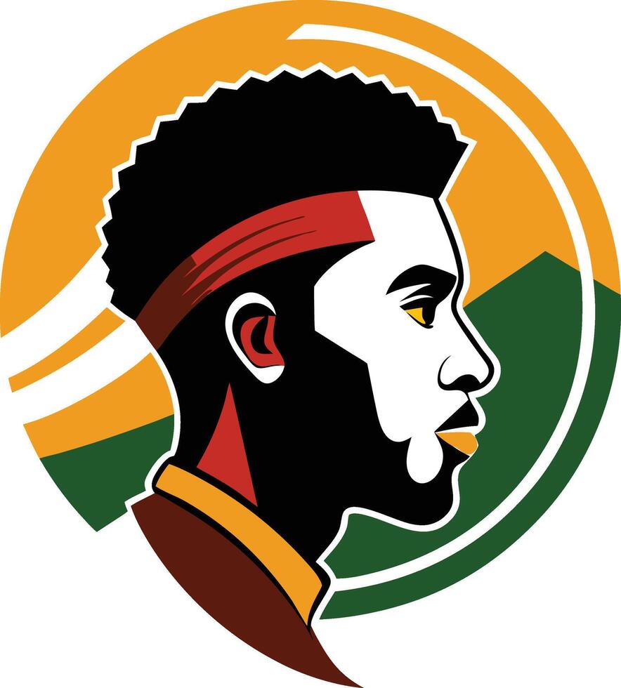 A man with a headband and a green and yellow background vector