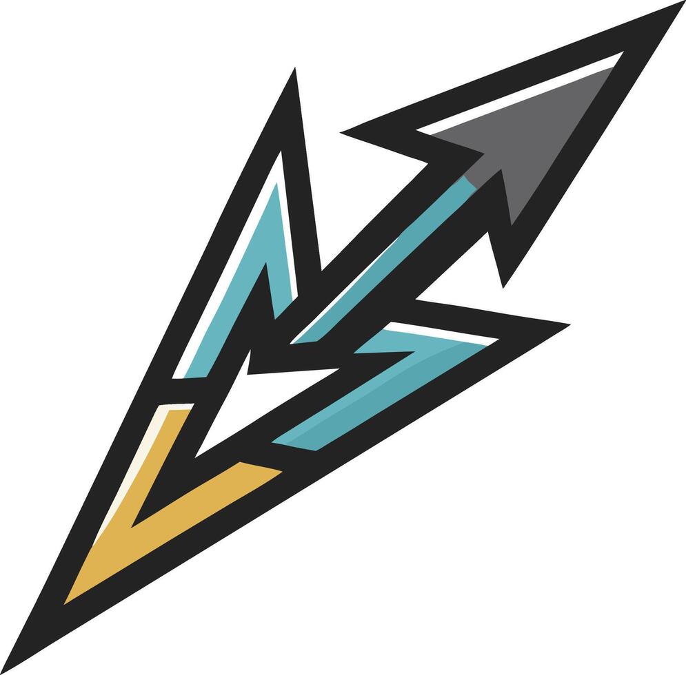The arrow logo is shown in a black and blue color scheme vector