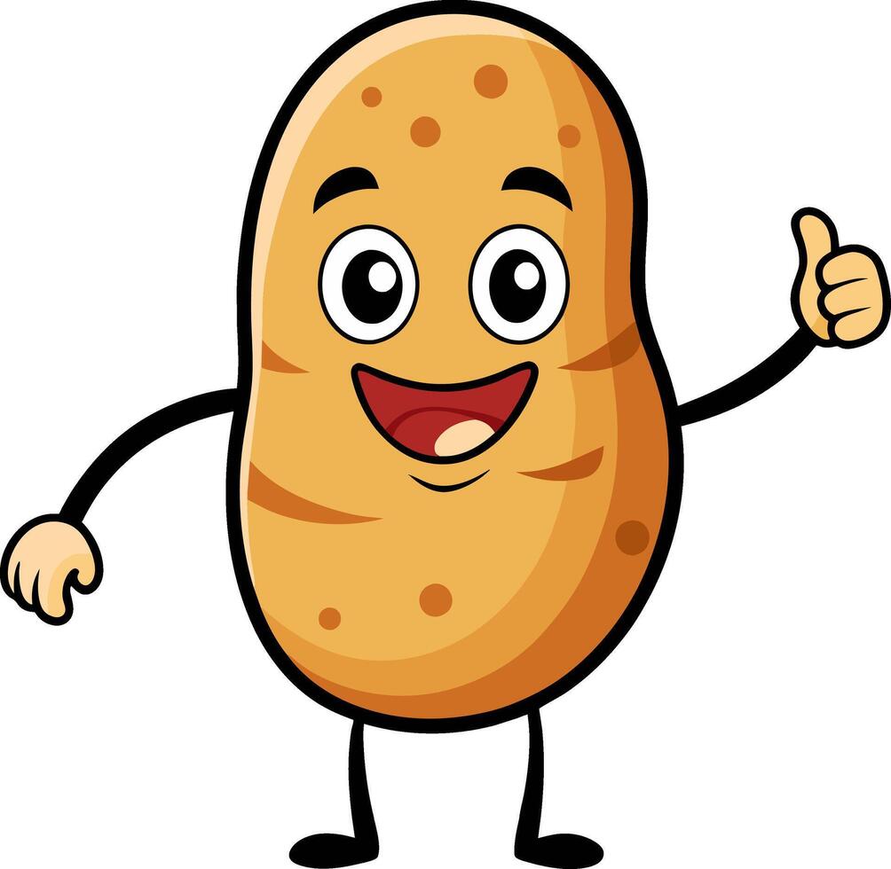 A cartoon potato character giving a thumbs up vector