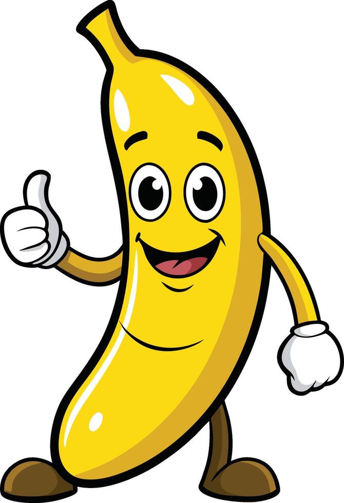 A cartoon banana character giving a thumbs up vector