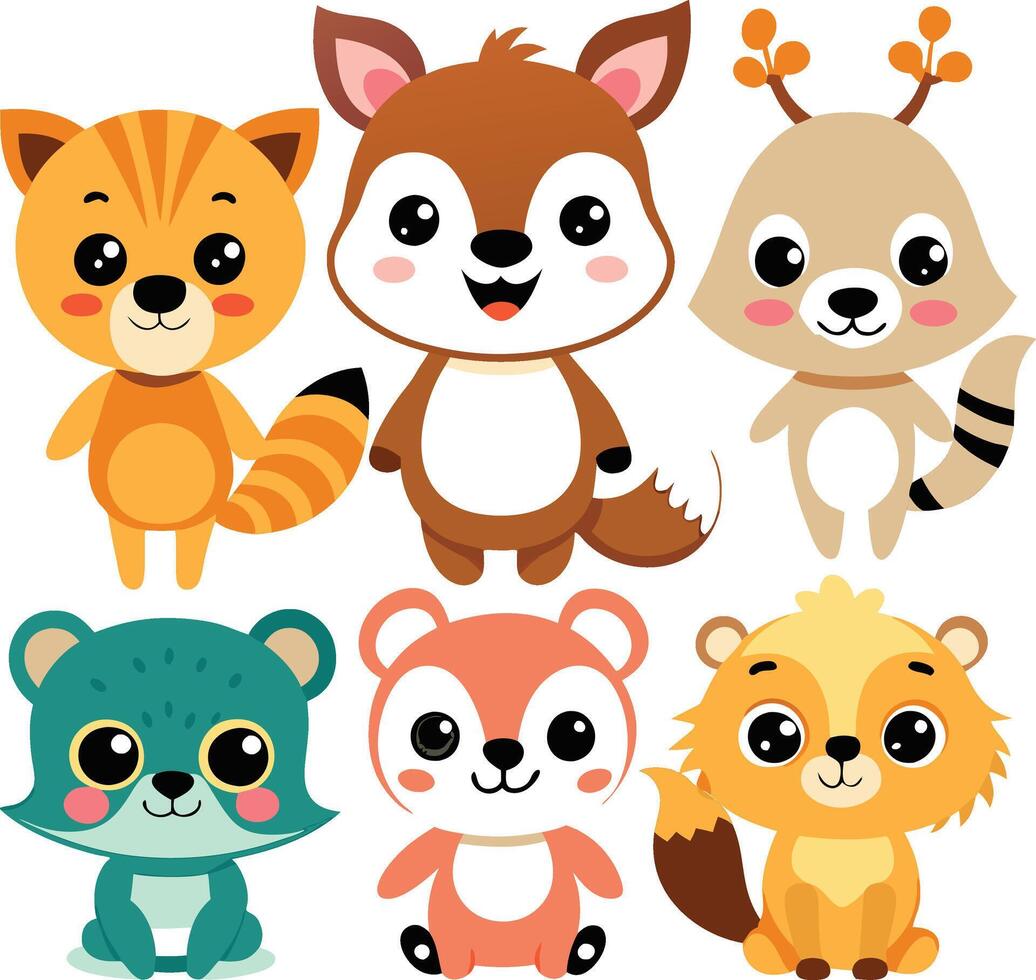 Cute forest animals illustration vector