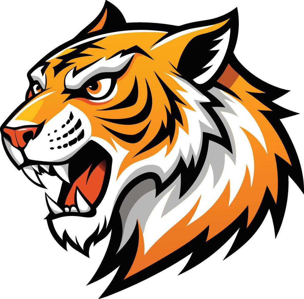 A tiger head with its mouth open vector