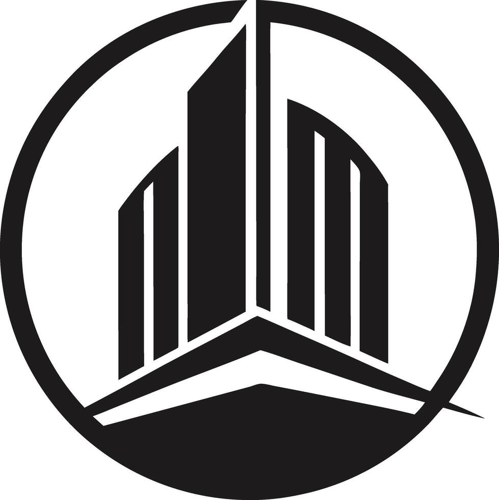 A black and white logo of a skyscraper vector