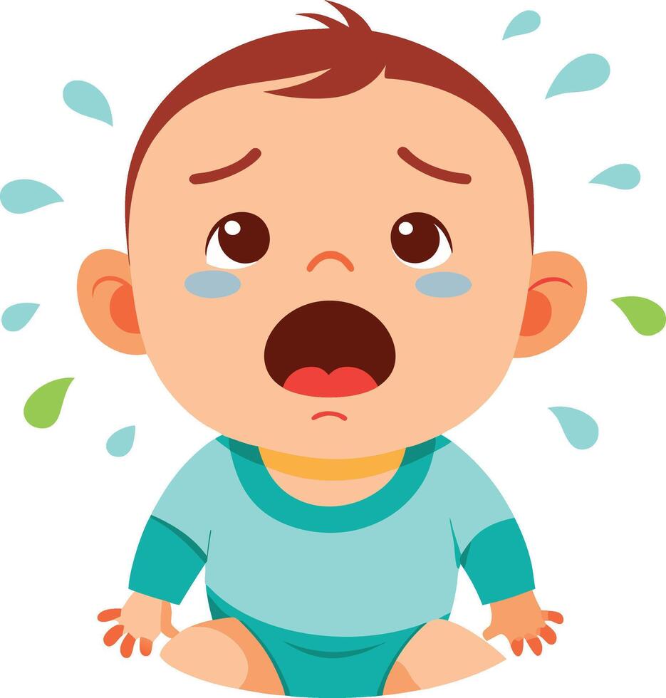 A baby crying with water coming out of his mouth vector
