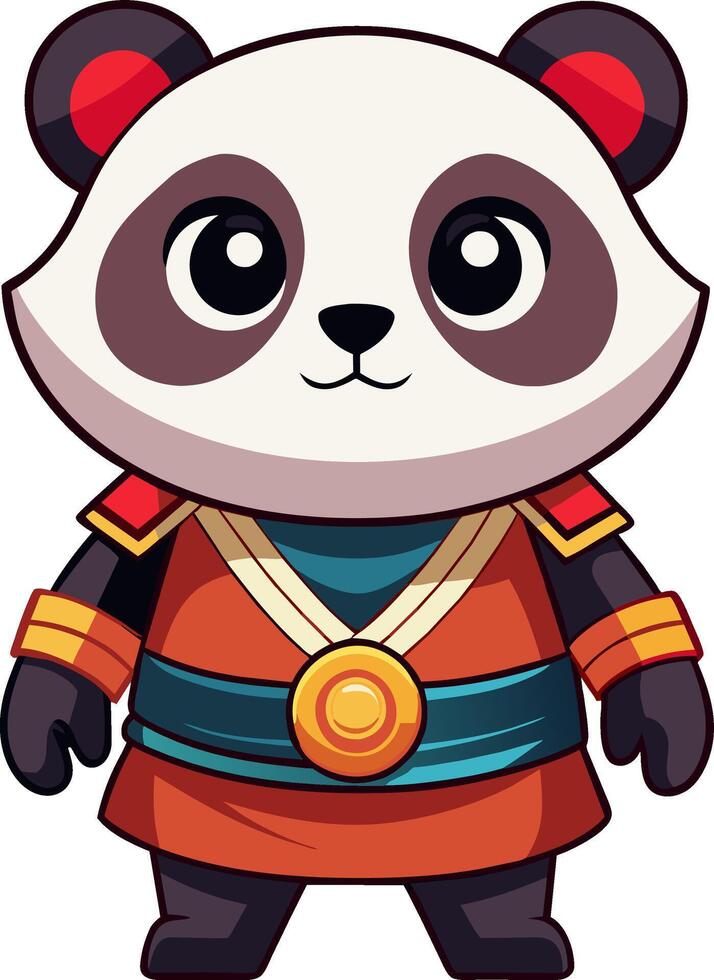 Cute little panda warrior illustration vector