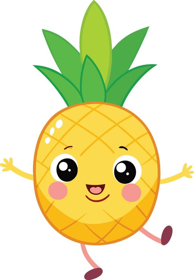 A cartoon pineapple character with arms outstretched vector