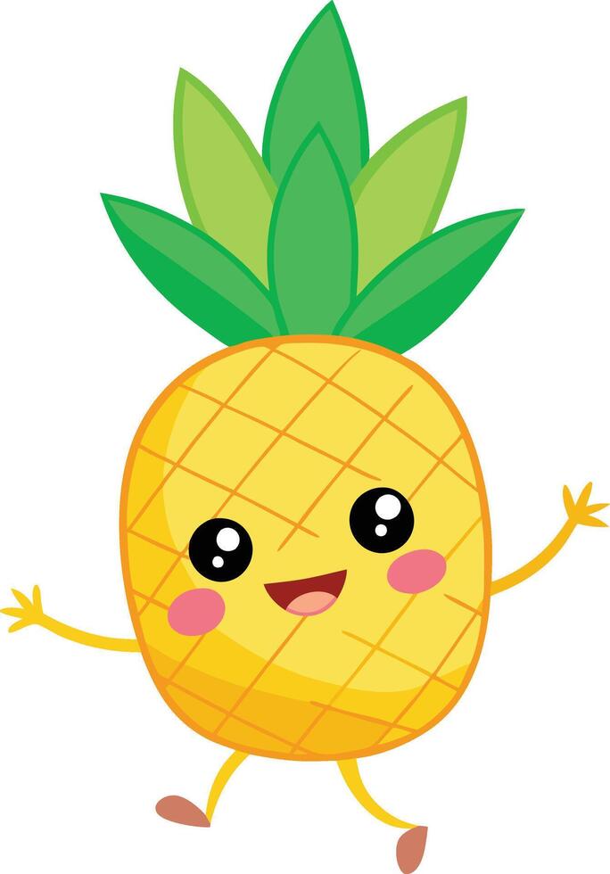 A cartoon pineapple character with eyes and arms vector