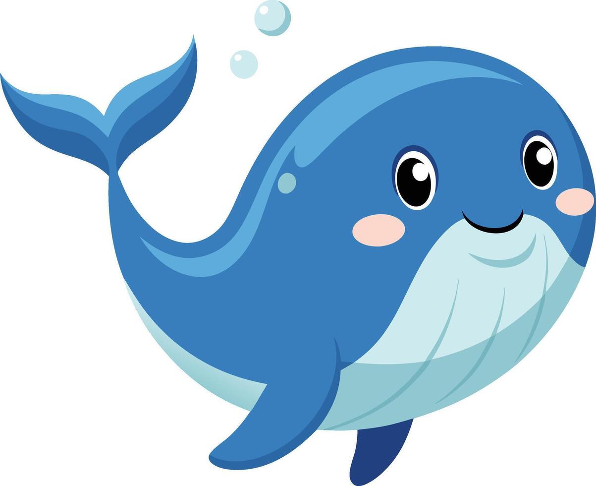 A cartoon whale with a big smile vector