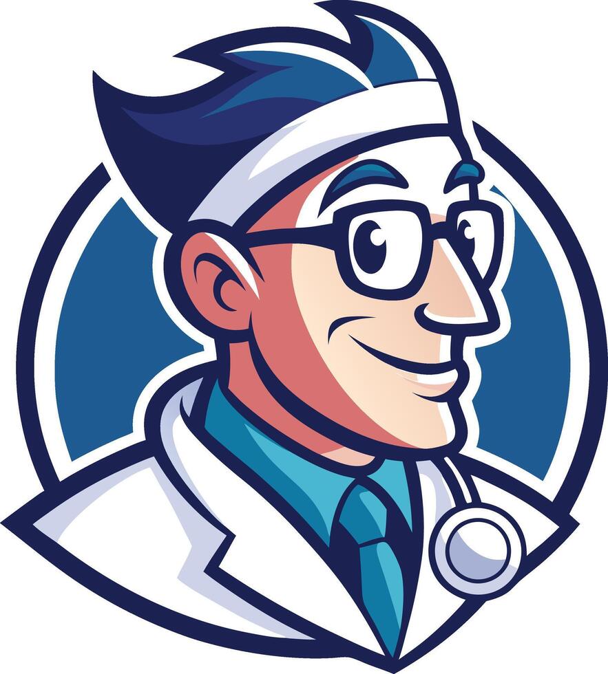 A cartoon doctor wearing glasses and a tie vector
