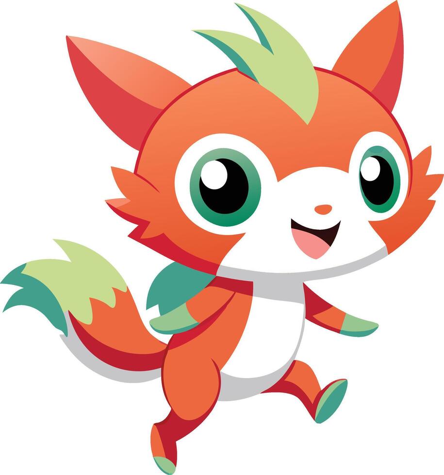 A cartoon fox with green eyes and a big smile vector