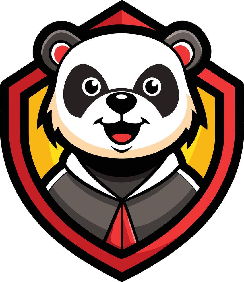 A cartoon panda bear wearing a tie and a bow tie vector