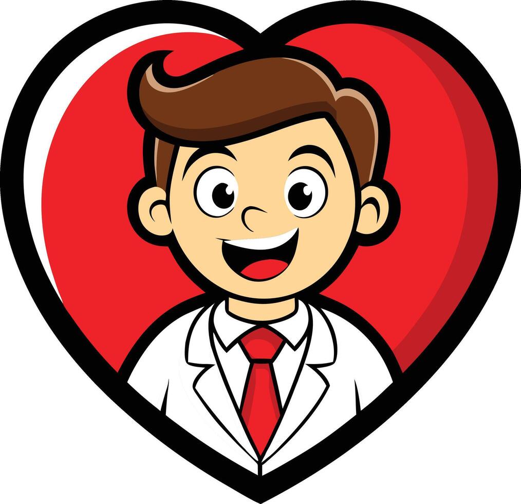 A cartoon man in a suit and tie holding a heart vector