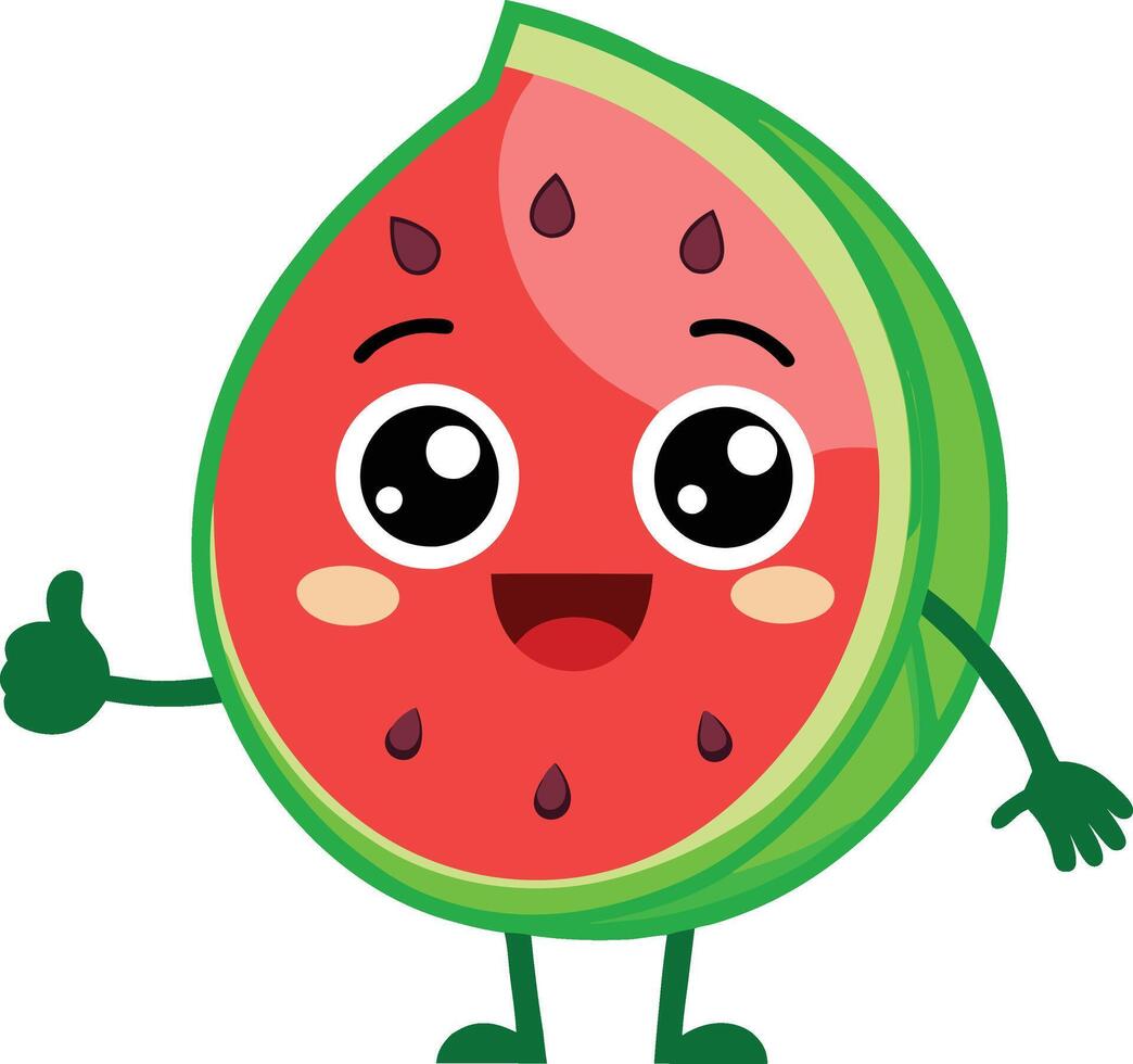 Cute watermelon character with thumbs up vector