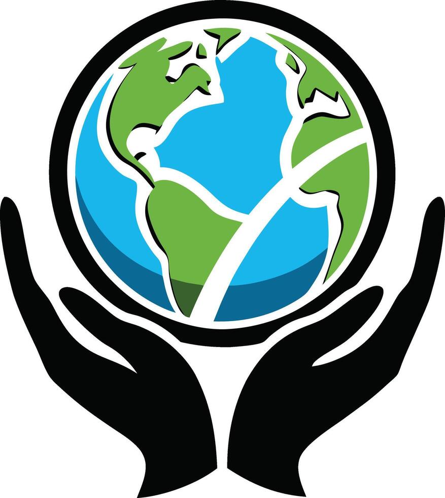 Hands holding the earth globe vector