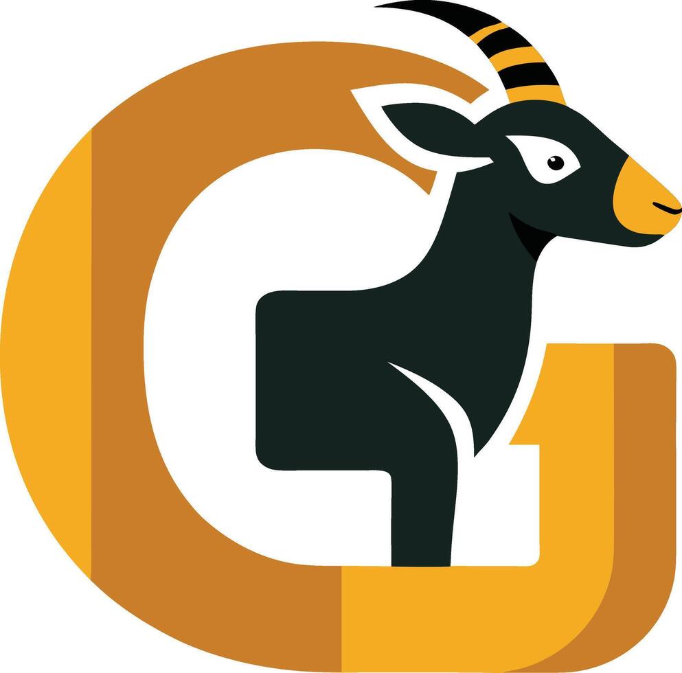 The logo for a goat with a yellow and black background vector