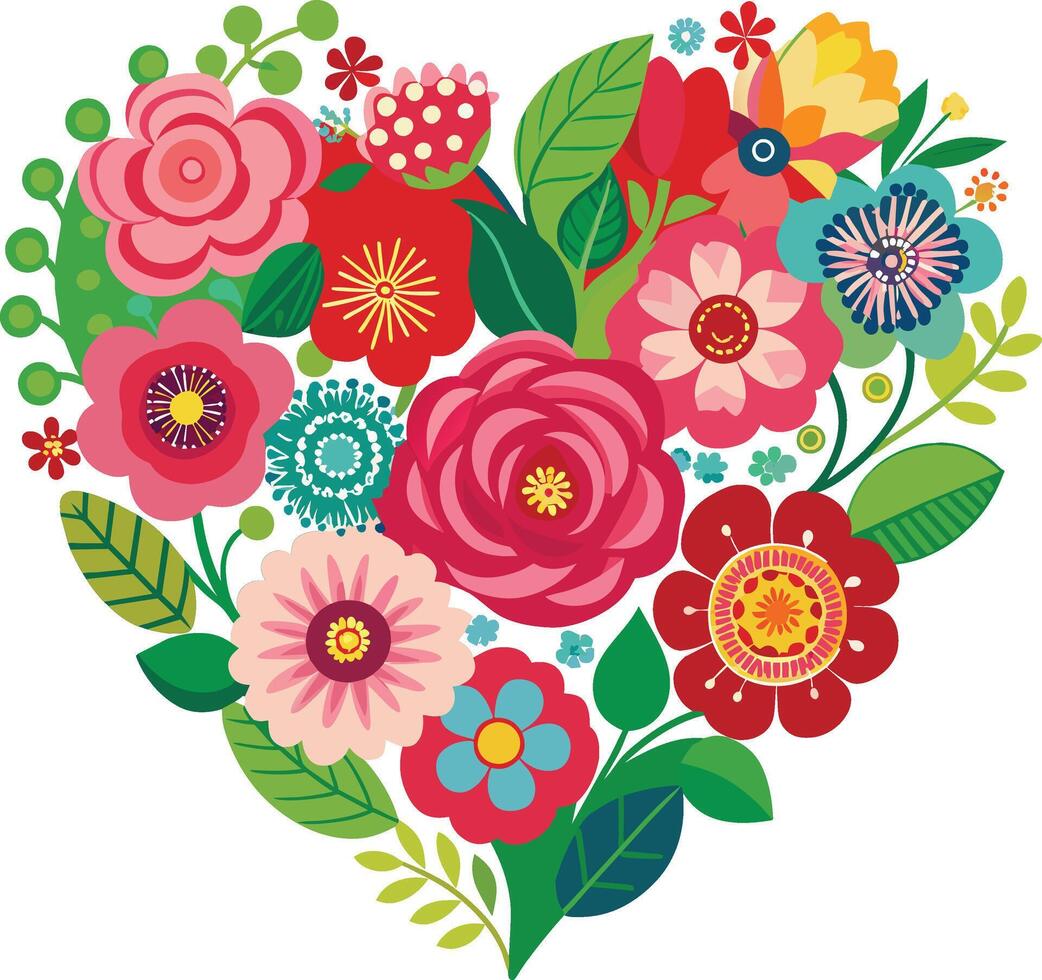 Flowers in a heart shape vector