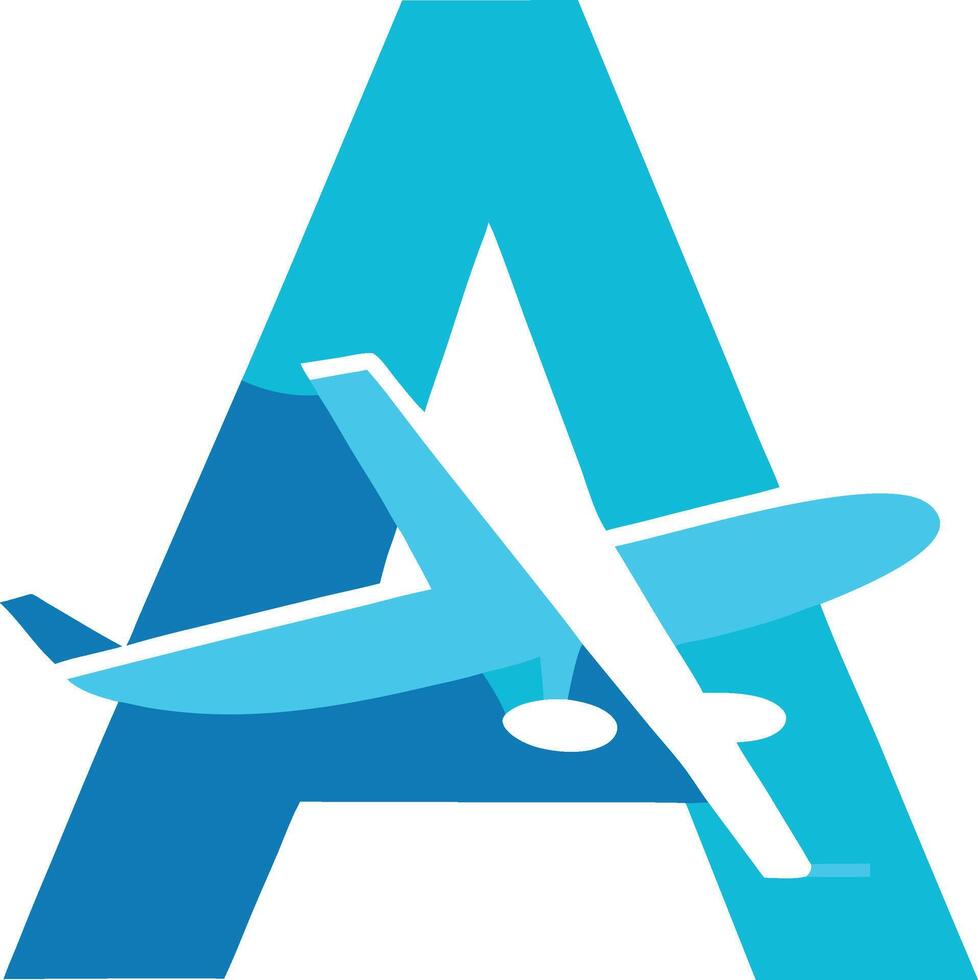 A logo with an airplane flying in the air vector