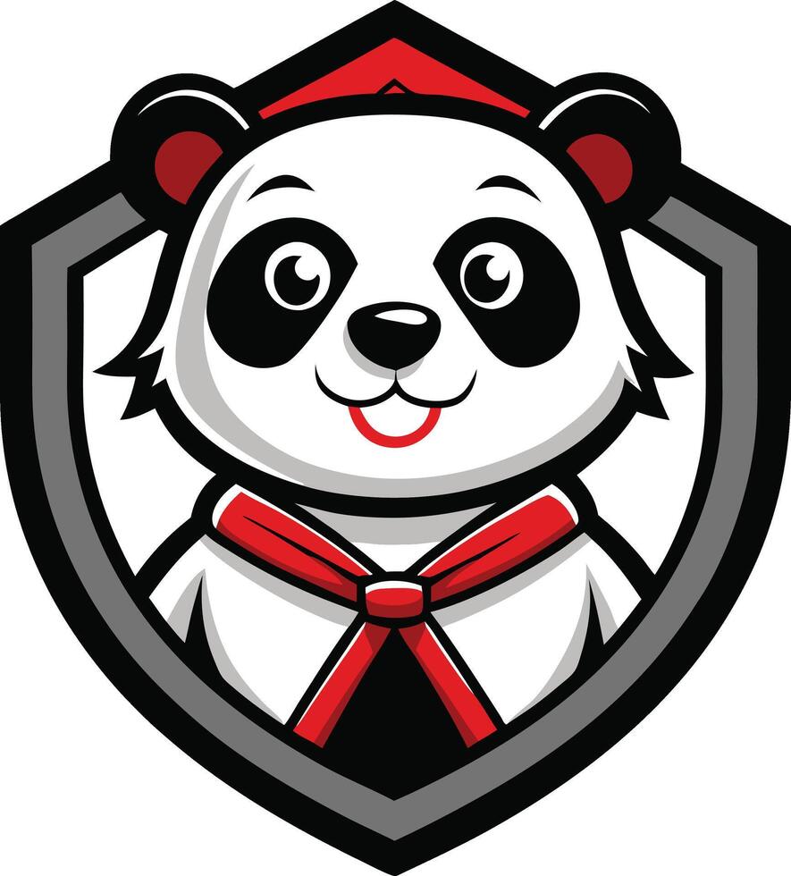 A cartoon panda bear wearing a red and black scarf vector
