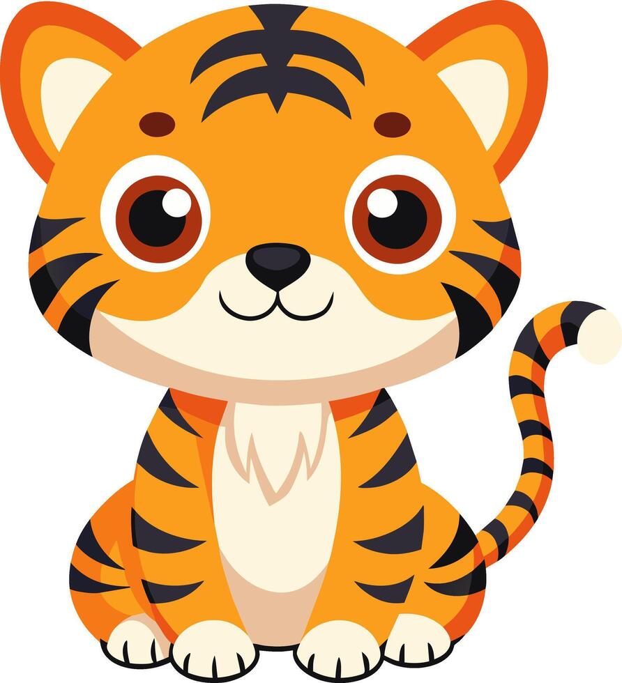 A cartoon tiger sitting down and smiling vector