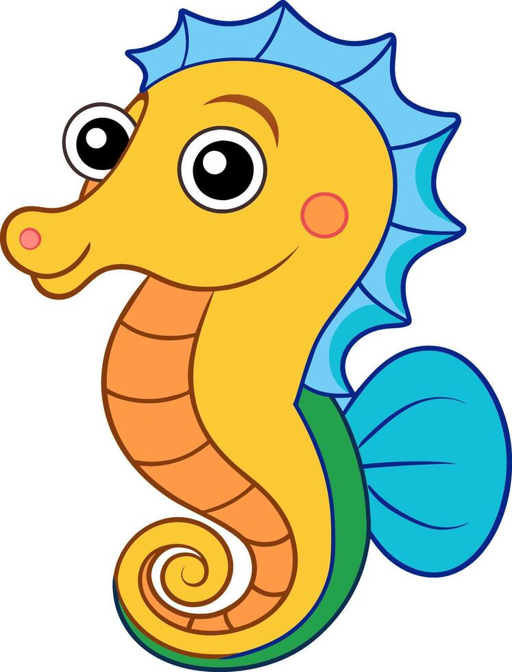 Cute Seahorse cartoon style vector