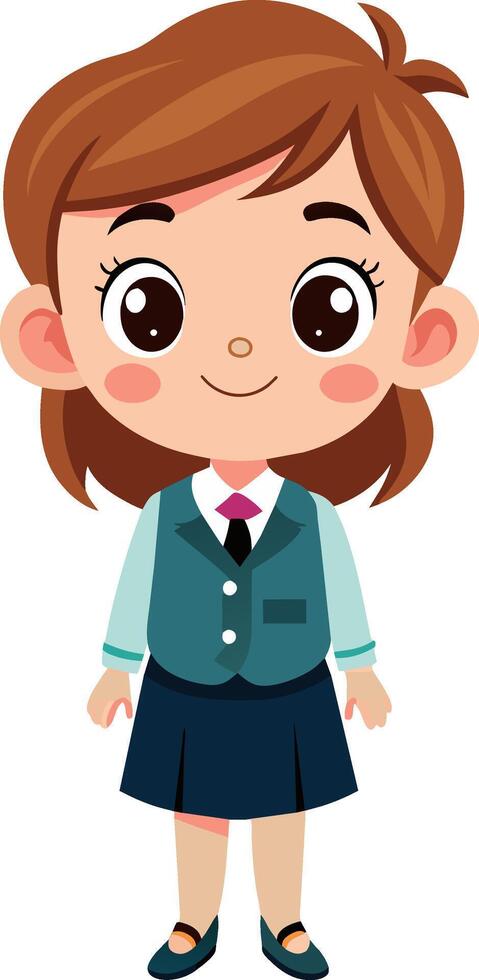 A cartoon girl in school uniform vector