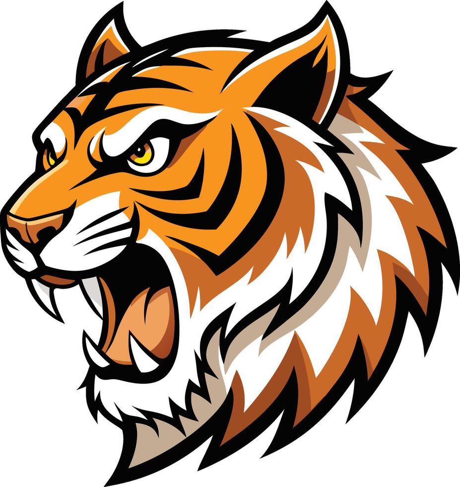 A tiger head with its mouth open vector