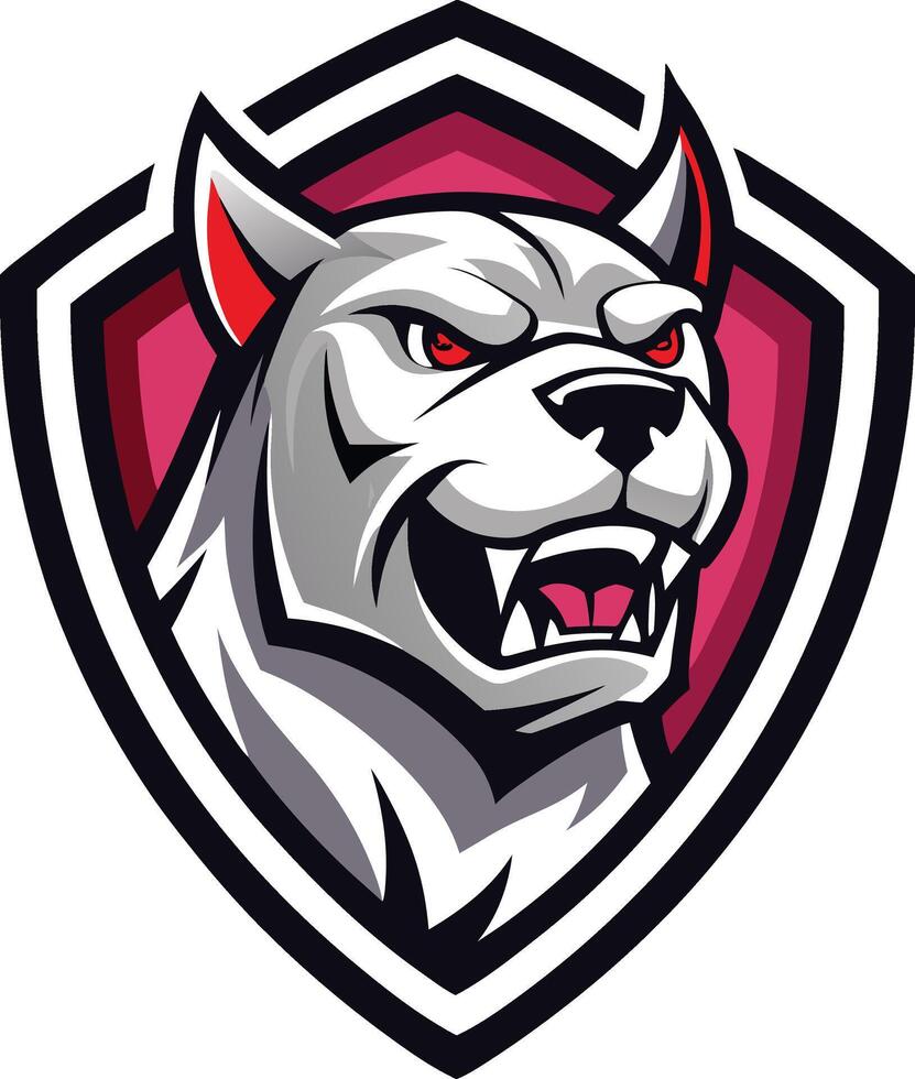 Mascot head of angry dog in a shield vector