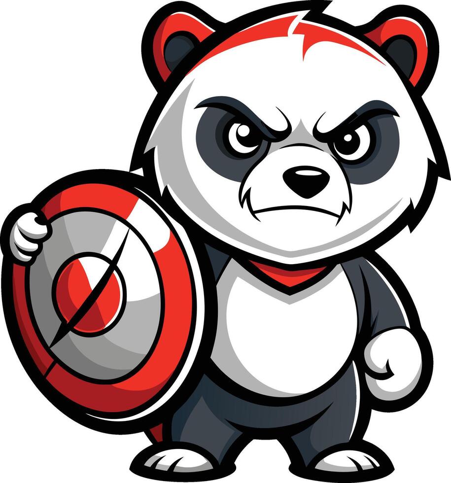 A cartoon panda bear holding a shield vector
