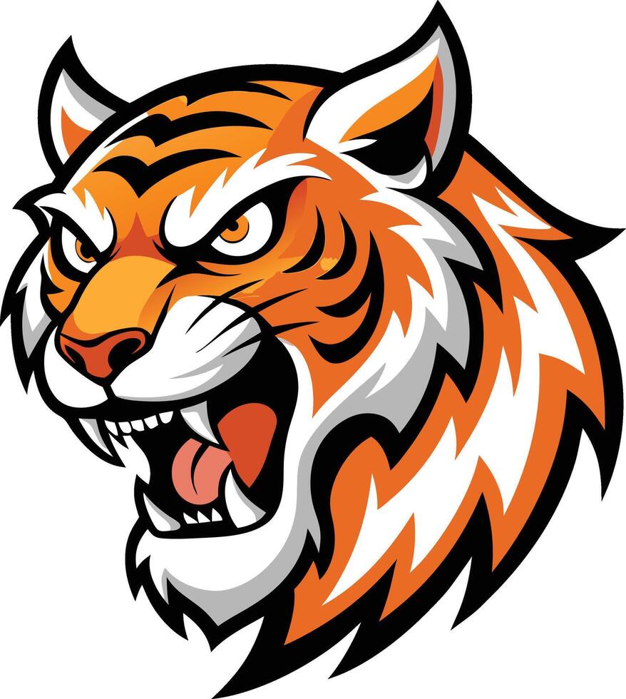 A tiger head with an angry expression vector