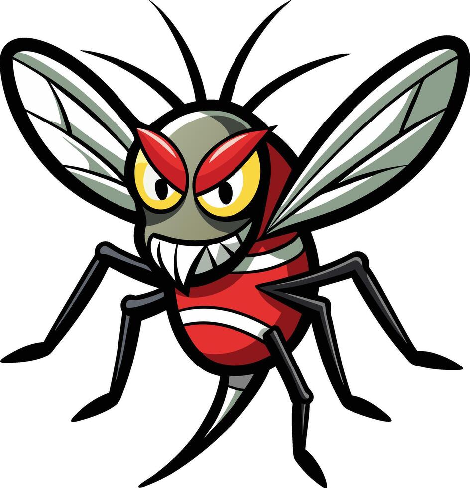 A cartoon mosquito with big eyes and a big mouth vector