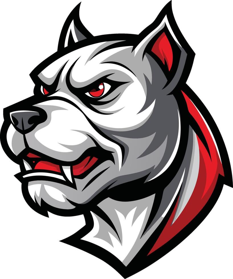 A cartoon dog head with red and white stripes vector