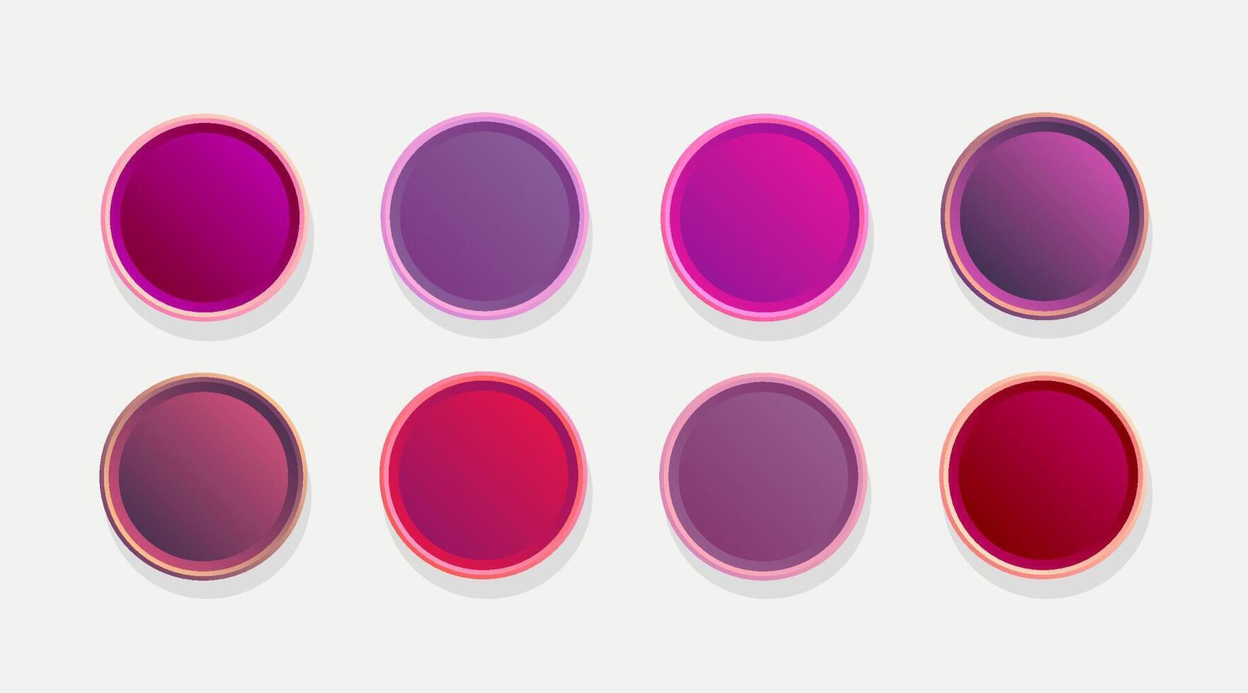 A set of six round buttons with different colors vector