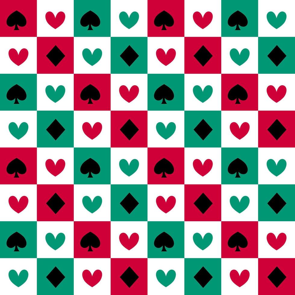 Red Green heartCard in Christmas Theme Seamless Pattern vector