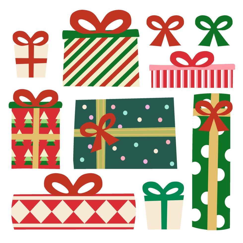 Set Icon of Gift Element 8 with bow vector