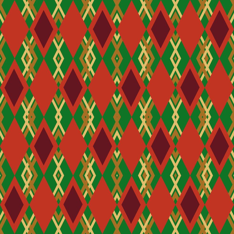 Diamond with argyle christmas theme color vector