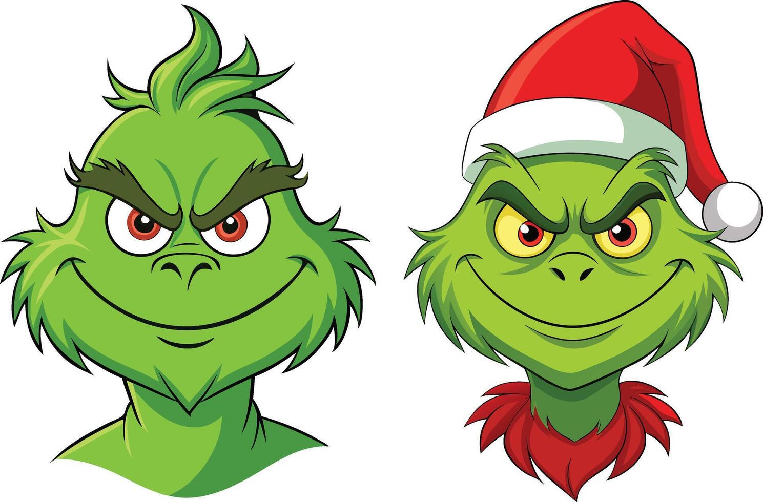 Grinch with Festive and Ferocious Expressions vector